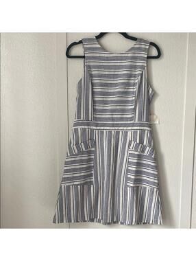Altar'd State Size M Blue White Striped Sleeveless Dress Cutout Waist
